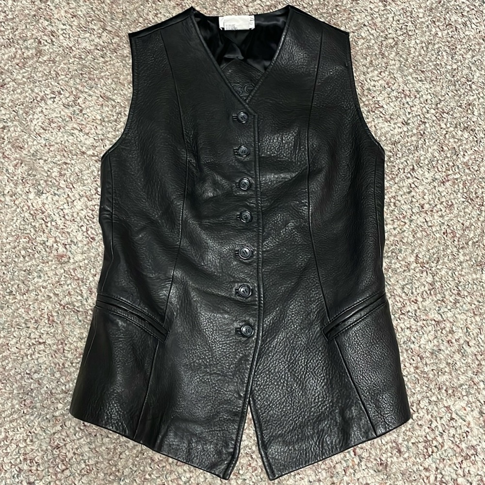 Vintage Black Leather Vest
